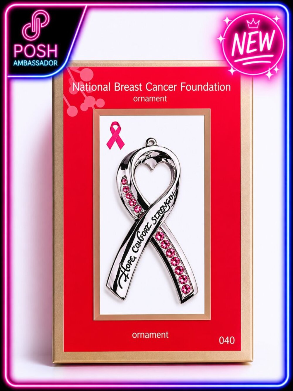 NWT National Breast Cancer Foundation Pink Christmas Ornament | New in Packaging